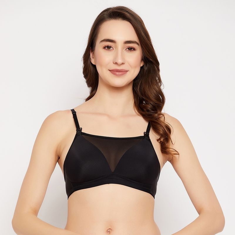 Clovia Padded Nonwired Full Figure Camistyle Maternity Bra In Black