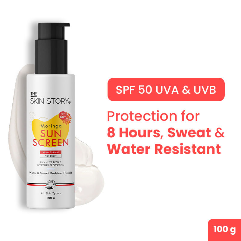 The Skin Story Moringa Matte Face Sunscreen SPF 50+ PA+++ UVA-UVB Protect, Anti-Aging, No White Cast