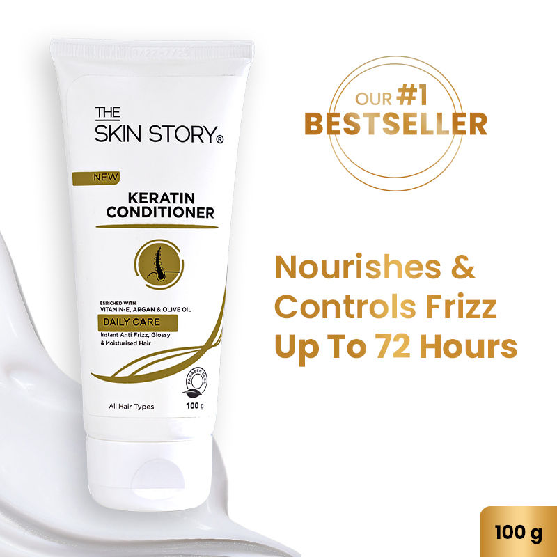 The Skin Story Sulphate Free Anti Frizz Keratin Hair Conditioner, Instant Gloss Smooth Shine, Vit E