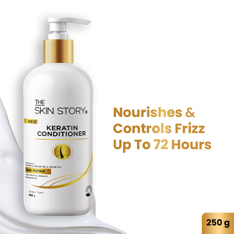 The Skin Story Sulphate Free Anti Frizz Keratin Hair Conditioner, Instant Gloss Smooth Shine, Vit E