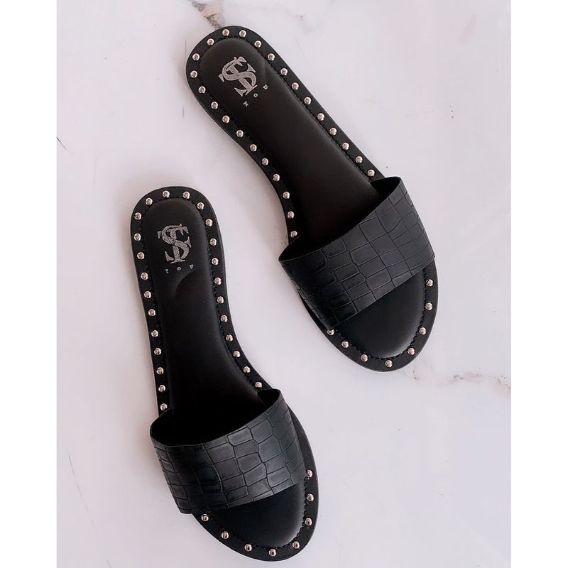 Shoe that fits you Stfy Textured Studded Sliders (EURO 38)