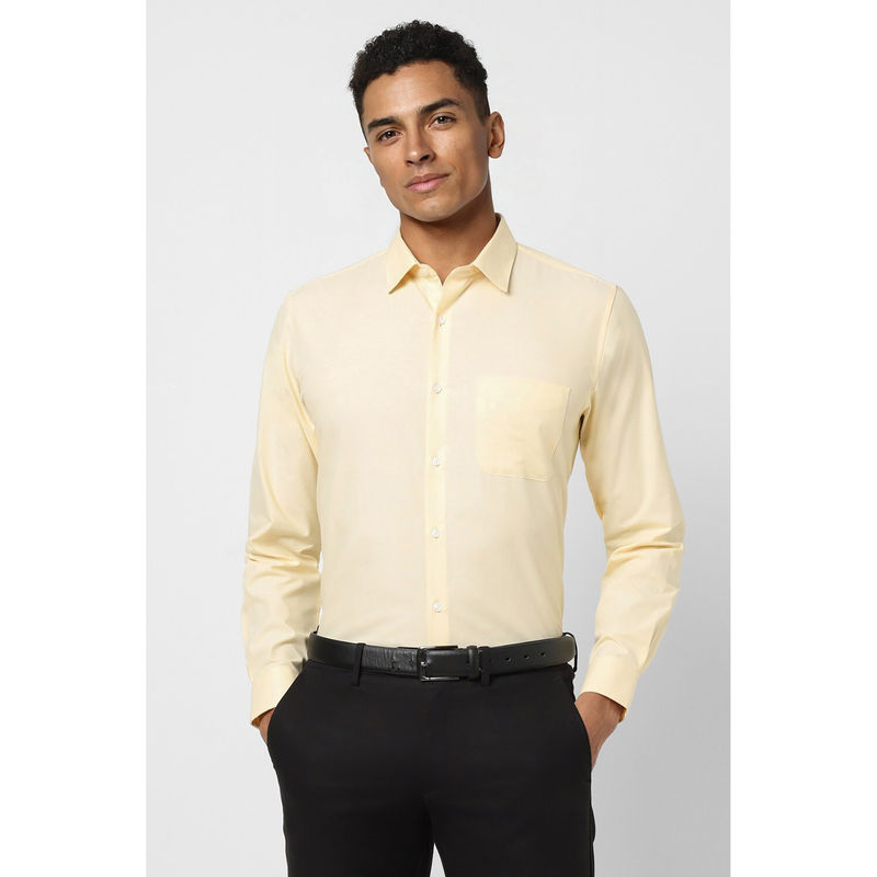 Peter England Men Yellow Slim Fit Formal Full Sleeves Formal Shirt (39)