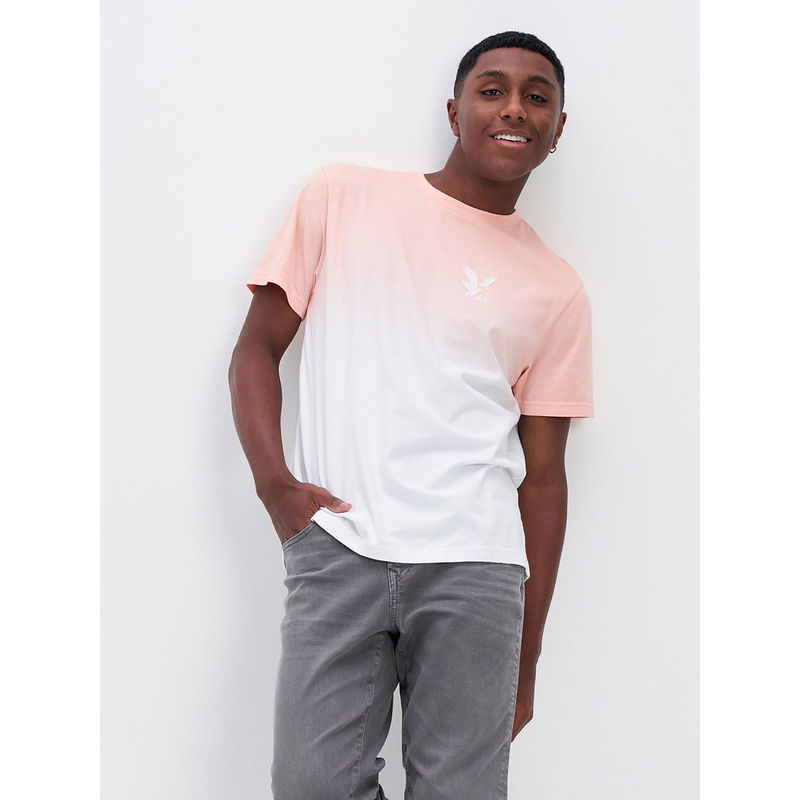 American Eagle Men Orange Super Soft Ombre Logo Graphic T-Shirt (XS)