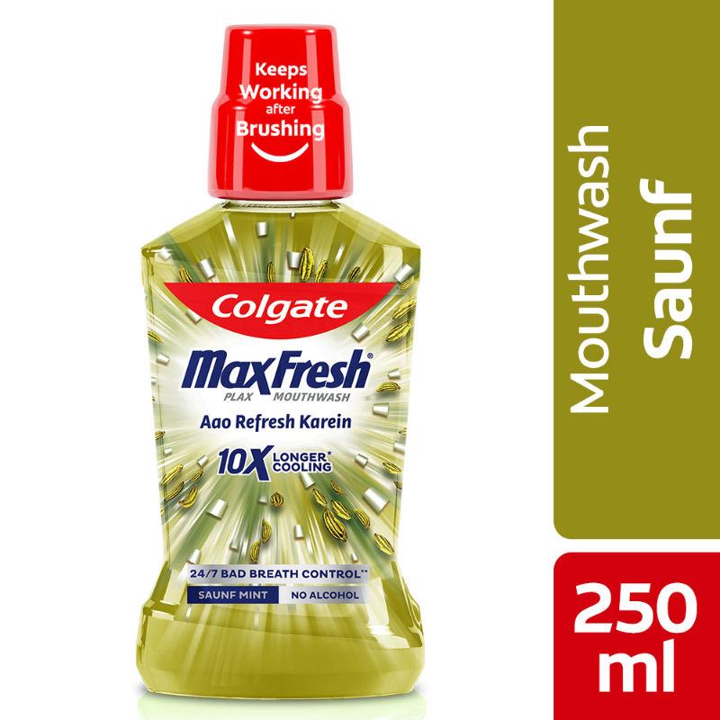 Colgate Maxfresh Plax Antibacterial Mouthwash, Saunf Buy Colgate