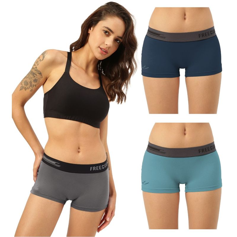 FREECULTR Boyshorts Micromodal XPAT Waistband Airsoft AntiChaffing Multicolor (Pack of 3) (S)