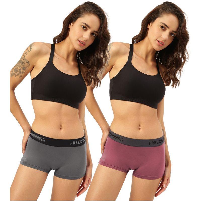 FREECULTR Boyshorts Micromodal XPAT Waistband Airsoft AntiChaffing Multicolor (Pack of 2) (L)