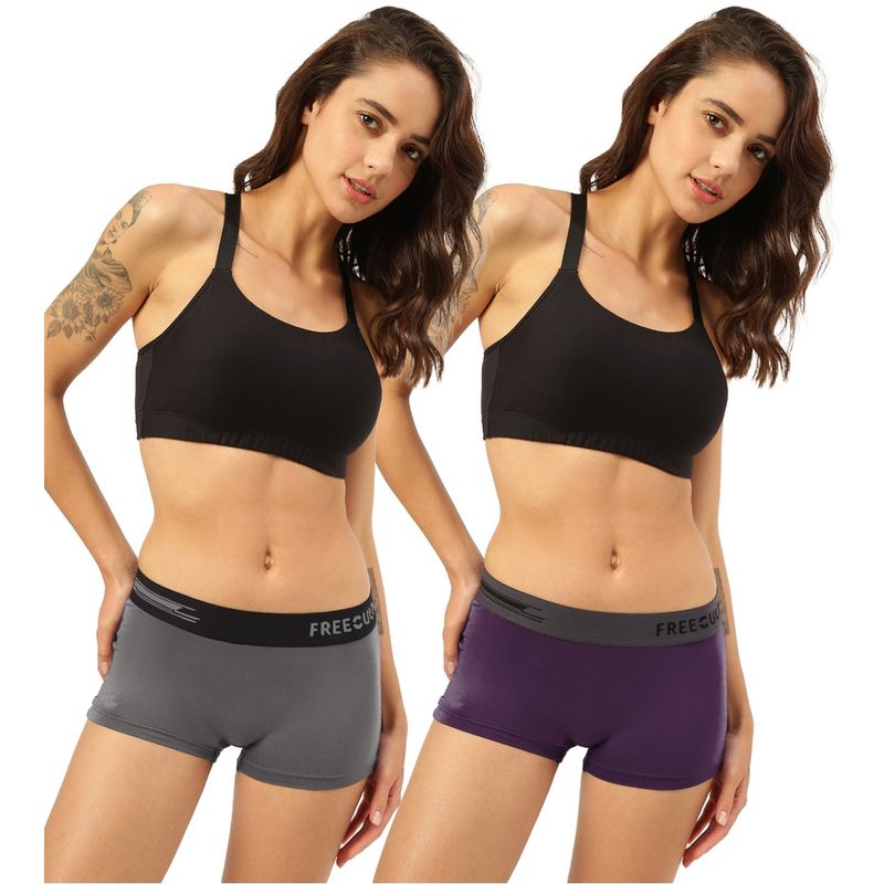 FREECULTR Boyshorts Micromodal XPAT Waistband Airsoft AntiChaffing Multicolor (Pack of 2) (M)