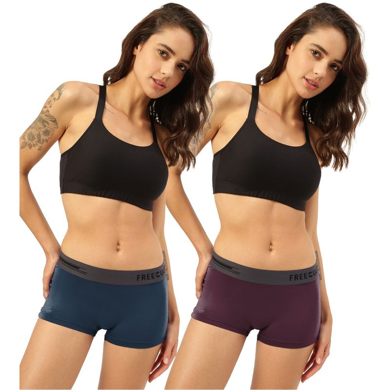 FREECULTR Boyshorts Micromodal XPAT Waistband Airsoft AntiChaffing Multicolor (Pack of 2) (L)