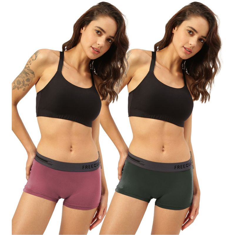 FREECULTR Boyshorts Micromodal XPAT Waistband Airsoft AntiChaffing Multicolor (Pack of 2) (S)