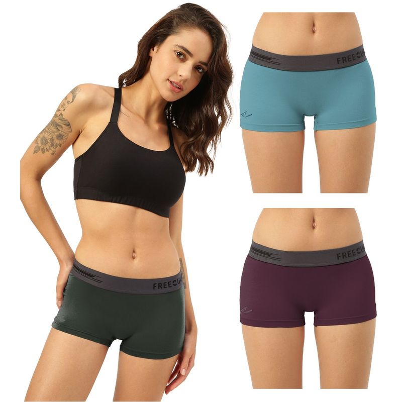 FREECULTR Boyshorts Micromodal XPAT Waistband Airsoft AntiChaffing Multicolor (Pack of 3) (XL)