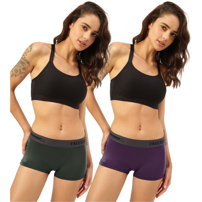 FREECULTR Boyshorts Micromodal XPAT Waistband Airsoft AntiChaffing Multicolor (Pack of 2) (S)