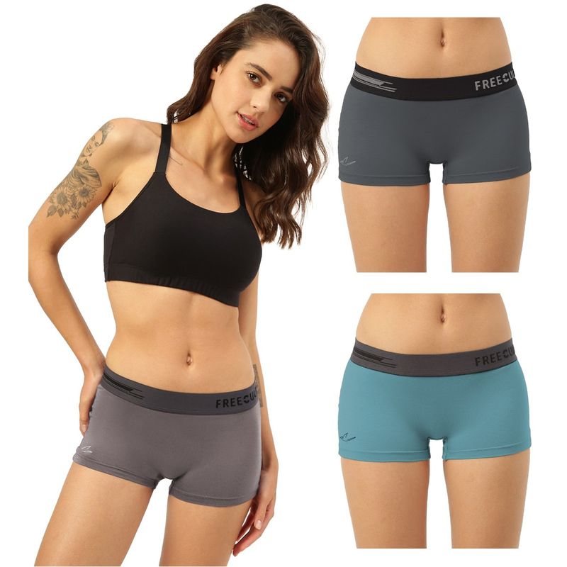 FREECULTR Boyshorts Micromodal XPAT Waistband Airsoft AntiChaffing Multicolor (Pack of 3) (S)