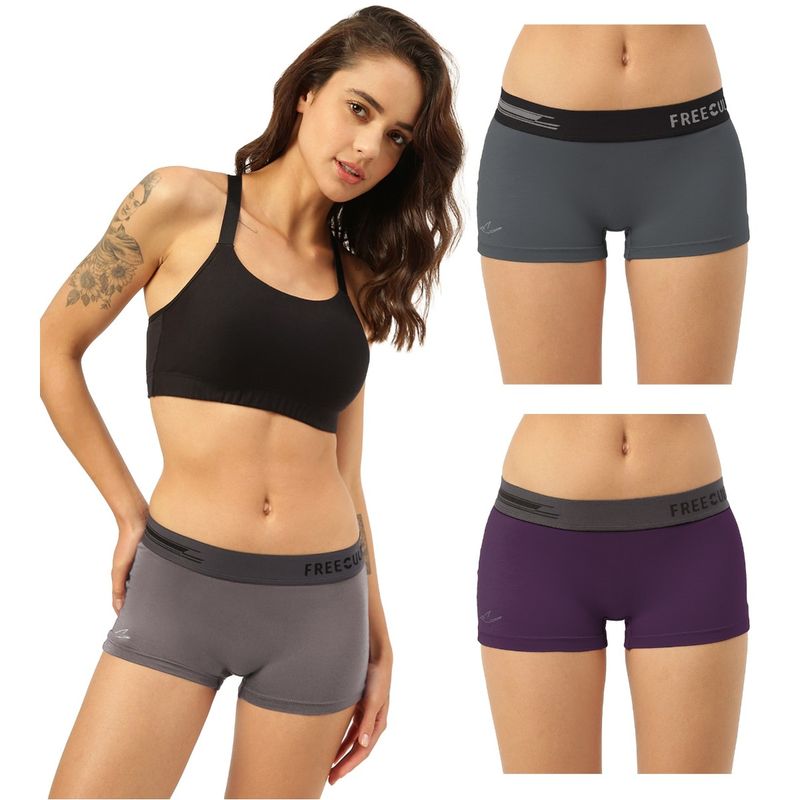 FREECULTR Boyshorts Micromodal XPAT Waistband Airsoft AntiChaffing Multicolor (Pack of 3) (L)