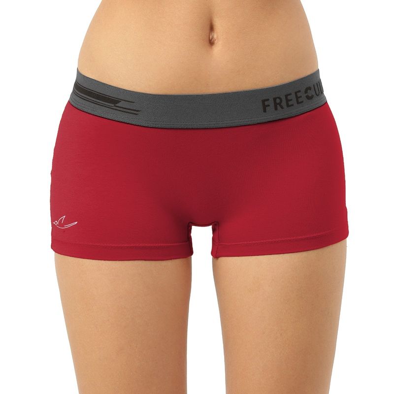 FREECULTR Womens Boy-Shorts Micromodal XPAT Waistband Airsoft AntiChaffing -Red (S)