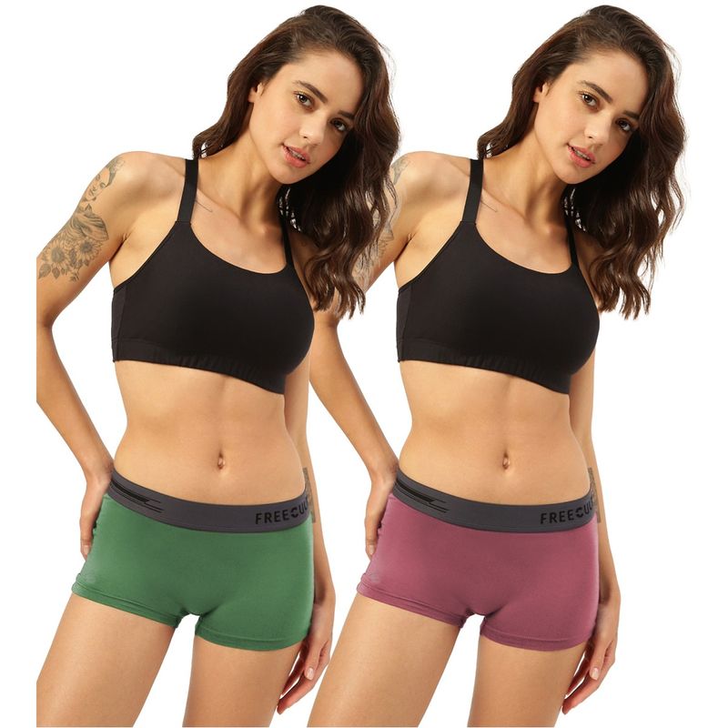 FREECULTR Boyshorts Micromodal XPAT Waistband Airsoft AntiChaffing Multicolor (Pack of 2) (2XL)