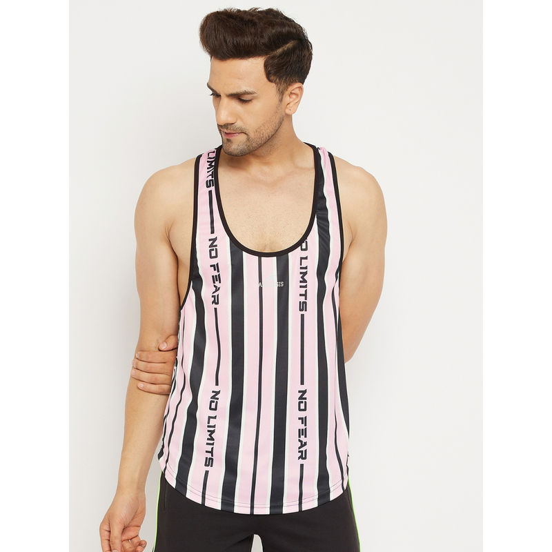 Athlisis Pink Men Training Gym Quick Dry Tank Top (M)
