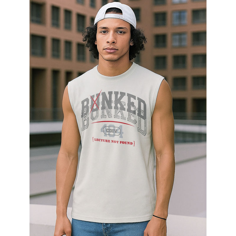 Bewakoof Men's Grey Bunked Typography Boxy Fit Vest (XL)