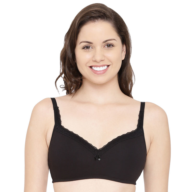 Enamor A017 Smoothening Wirefree Balconette T-Shirt Bra - Padded & High Coverage - Black (34D)