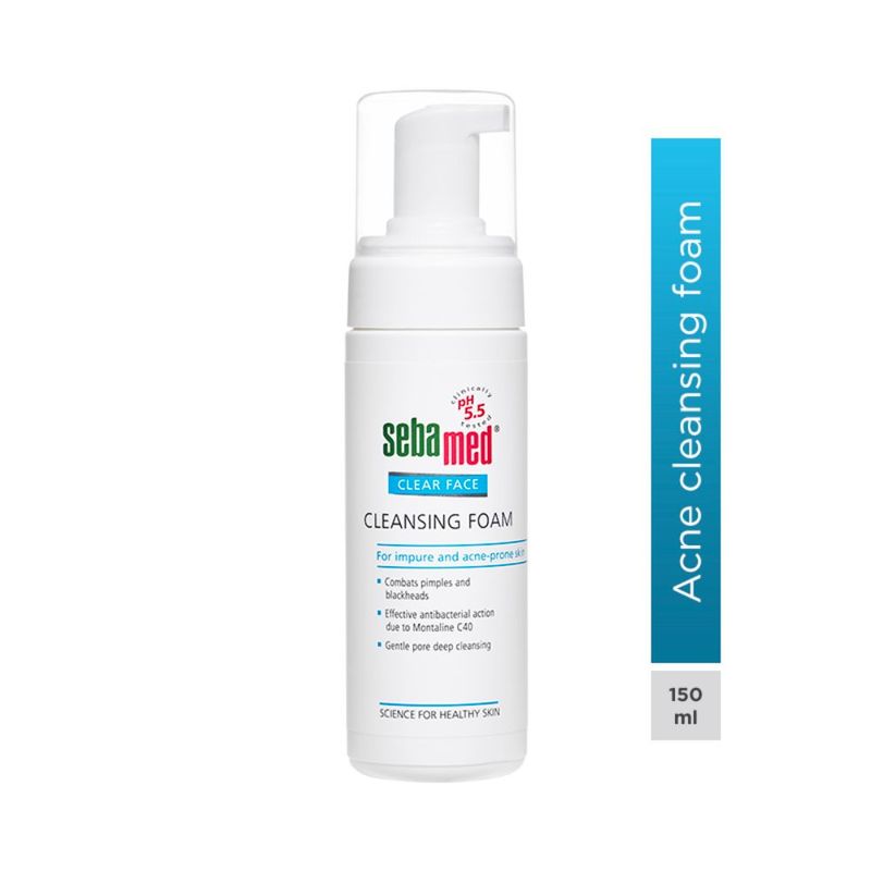 Sebamed Clear Face Foam, PH 5.5, Acne, Pimples & Blackheads, Montaline C40, Gentle Deep Cleanser