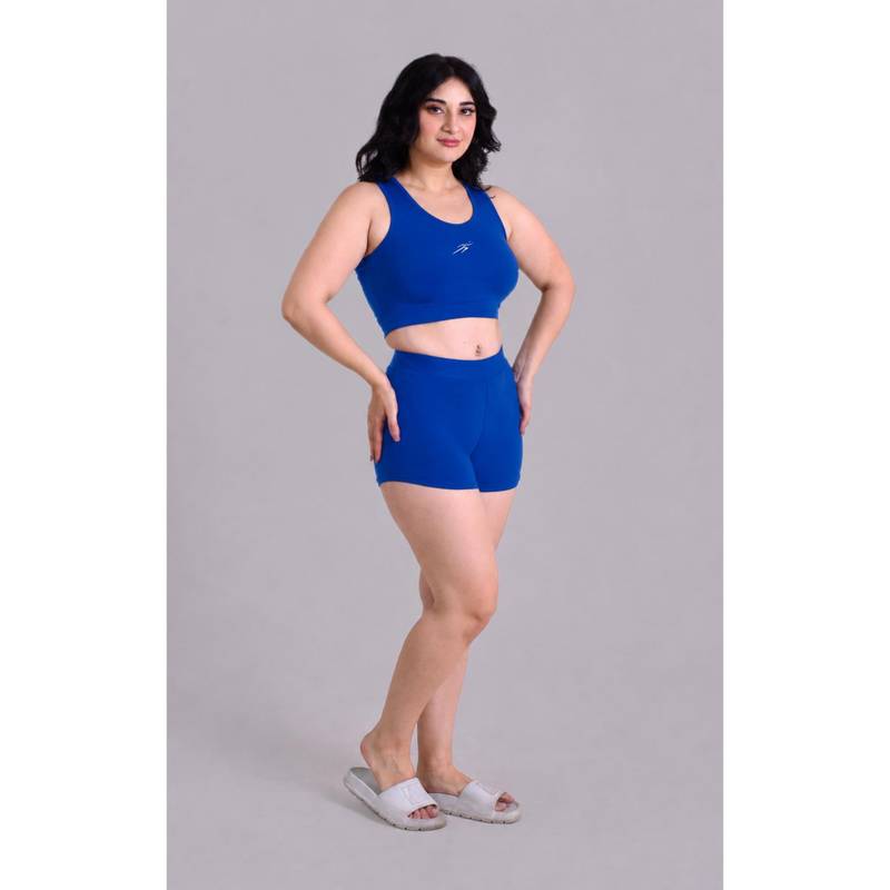 Keepfit Womens Blue Plus Size Crop Top and Shorts Swimset (4XL)