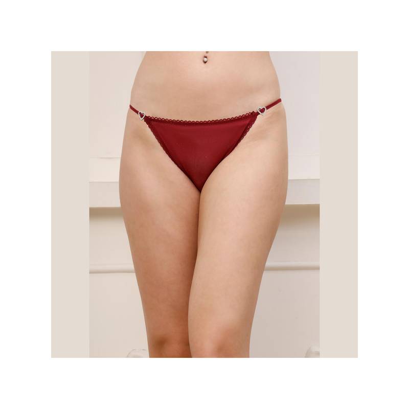 PrettyCat Womens Maroon Honeymoon Low Rise Hot See Through Bikini Panty (S)
