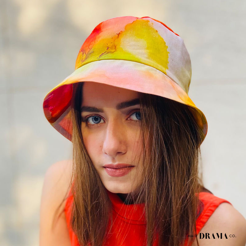 Hair Drama Co. Tie-Dye Bucket Hat - Orange & Yellow (Small)