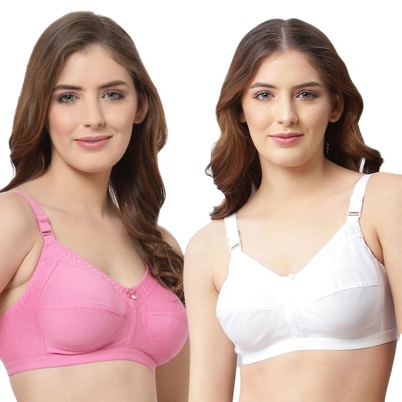Cukoo Women Pack of 2 Pure Cotton Non Padded Everydaybra Pink (Pack of 2) (32B)