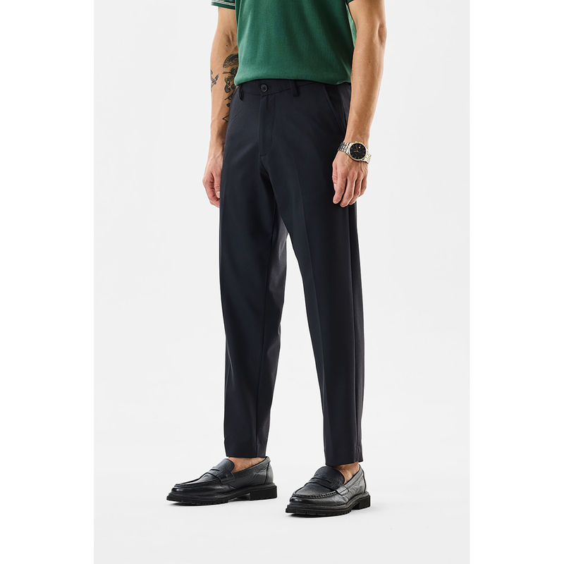 Snitch Black Solid Slim Fit Trouser (34)