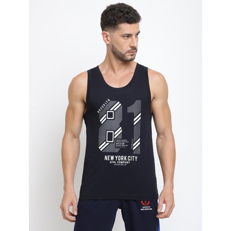 Van Heusen Innerwear Sport Men Graphic Print & Super Soft Vest - Black Ny (S)