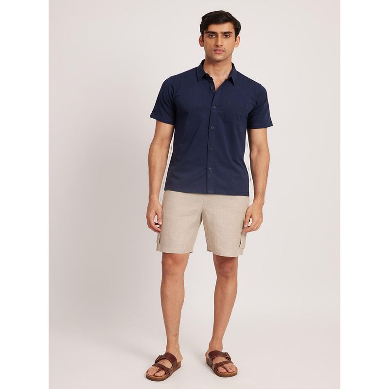 Creatures of Habit Short Sleeve Deep Navy Blue Pima Shirt (L)