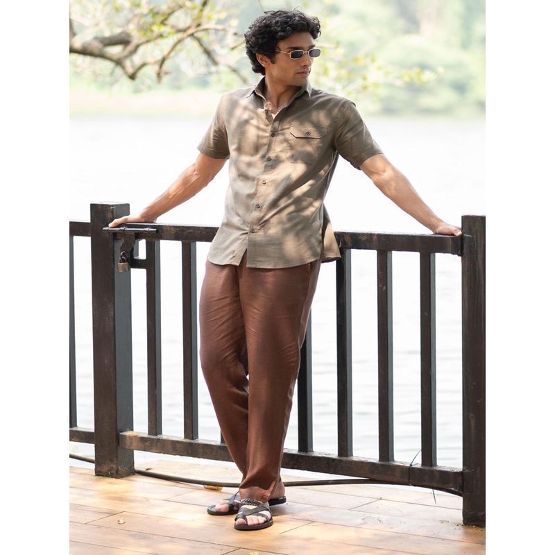 Creatures of Habit Egyptian Cotton Shirt | Short Sleeve Olive Green (S)