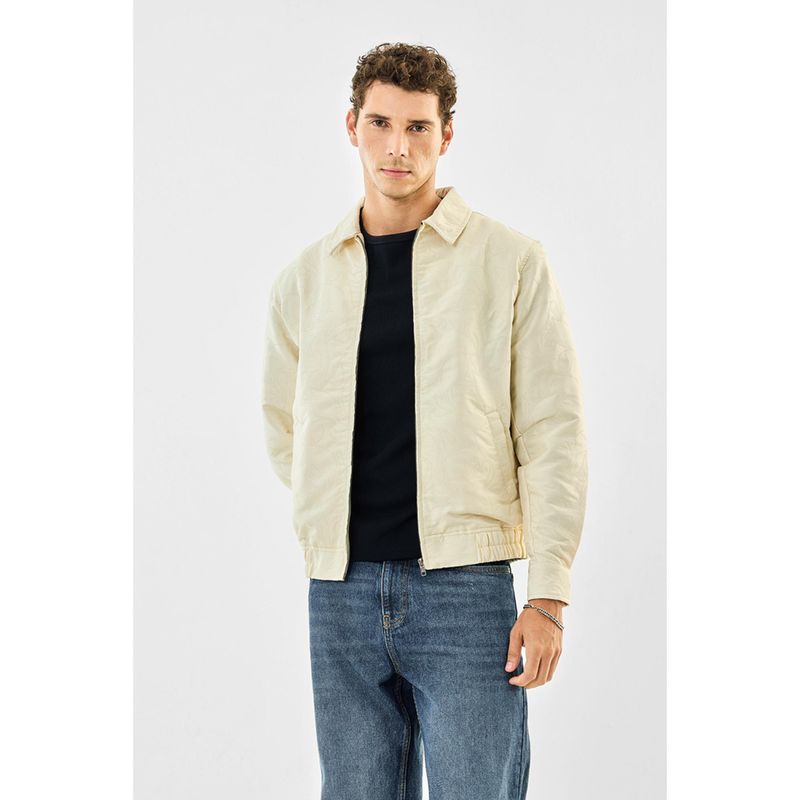 Snitch Cream Floral Full Sleeves Relaxed Casual Jacket for Men (L)