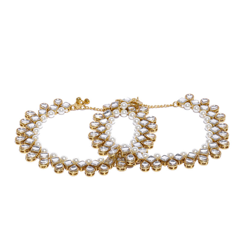 Buy Zaveri Pearls Gold Tone Kundan Pearls Bridal Payal 1 Pair
