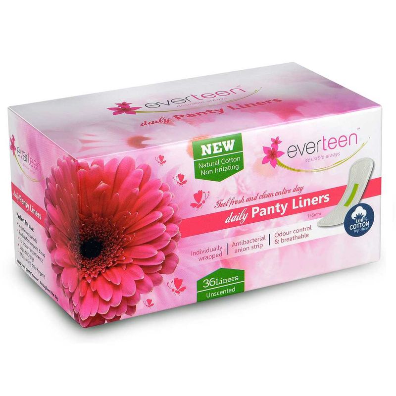 Everteen 100% Natural Cotton Top Daily Panty Liners Unscented ...