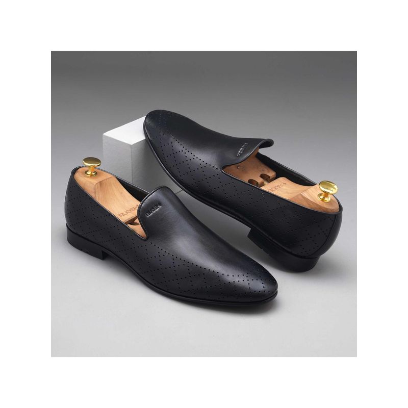 Ruosh The Finn Black Men Formal Perforated Loafers (EURO 40)