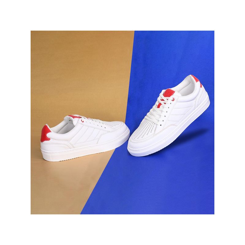 V8 by Ruosh The Groove-01 White & Red Men Casual Sneakers (EURO 40)