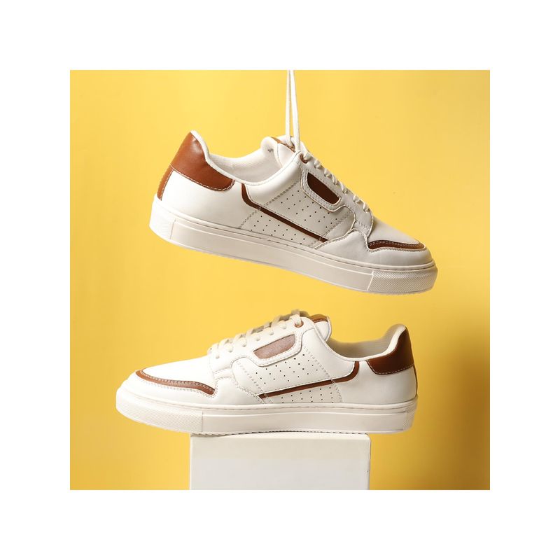 V8 by Ruosh The Aldor White & Brown Men Casual Sneakers (EURO 40)