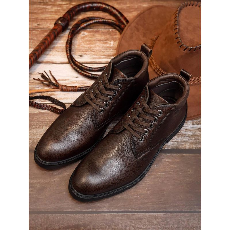 Louis Stitch Louis Stitch Men Brunette Brown Milled Leather Mid-Top Chukka Boots (UK 7) (UK 9)
