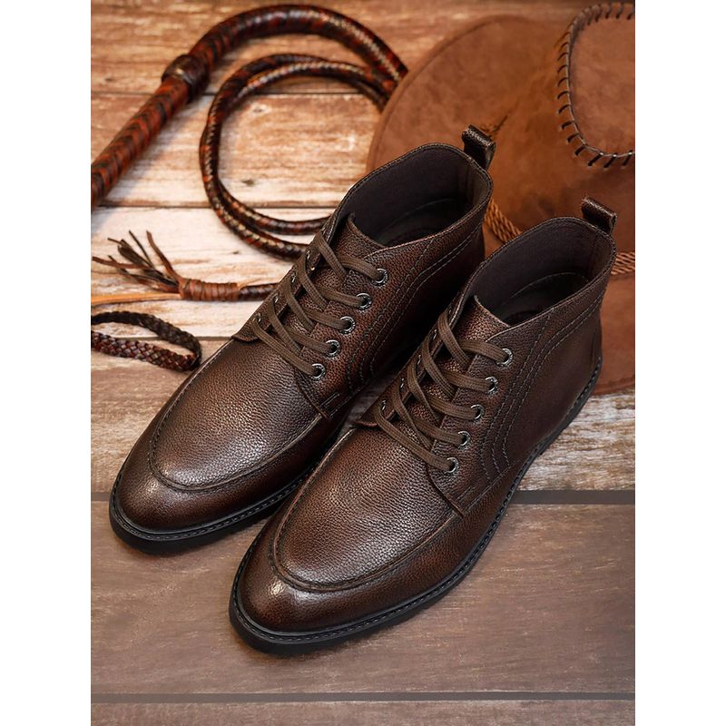 Louis Stitch Men Brunette Brown Milled Leather Mid-Top Chukka Boots (UK 11)