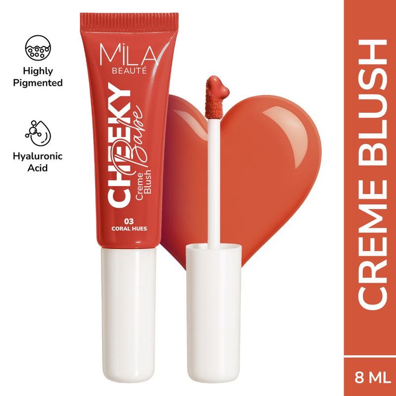 Mila Beaute Cheeky Babe Cream Blush Dewy & Radiant Matte Finish With Hyaluronic Acid - Coral Hues