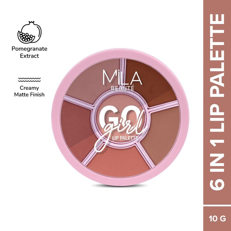 Mila Beaute Go Girl Lip Palette With Hyaluronic Acid & Pomegranate Extract - Swearby Nudes & Browns