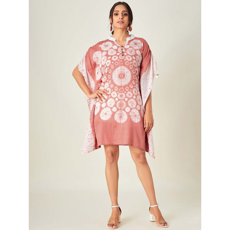 The Kaftan Company Pink Patterned Shibori Tie Dye Kaftan (2XL)