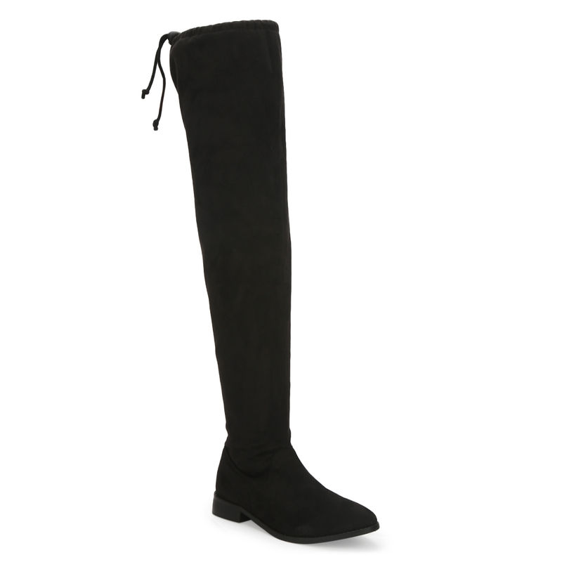 Truffle Collection Black Suede Thigh High Boots - UK 5