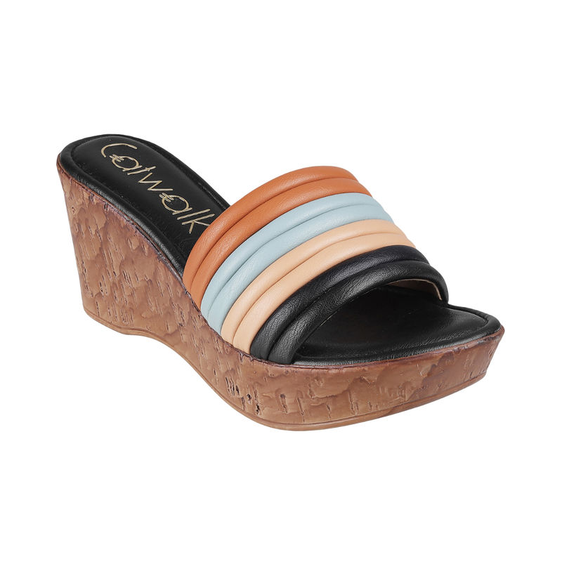Catwalk Women Round Toe Multi-Color Wedges (UK 9)
