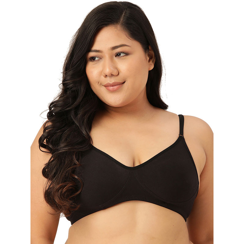 Leading Lady Woman Everyday Cotton Non Padded Black Full Coverage Bra (46C)