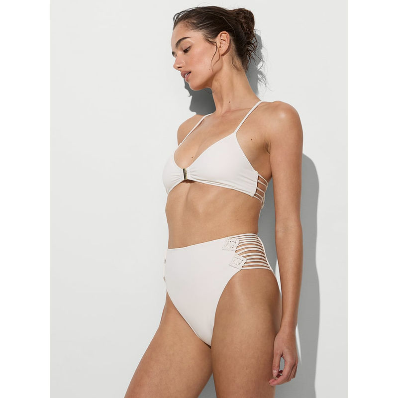 Victoria's Secret White Swim Archives Beach Macrame High-Waist Cheeky Bikini Bottom (M)