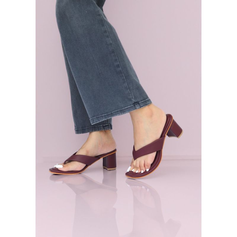 Monrow Serena Maroon Block Heels (EURO 36)