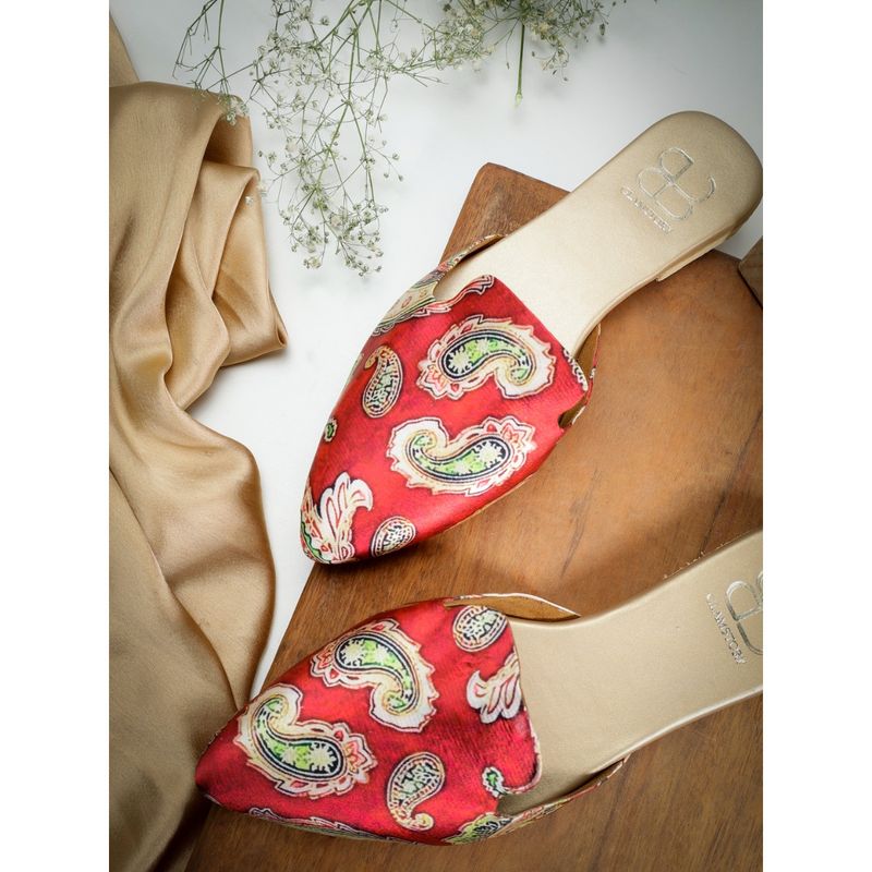 GLAM STORY Women Indie Pop Red Flat Mule (EURO 39)