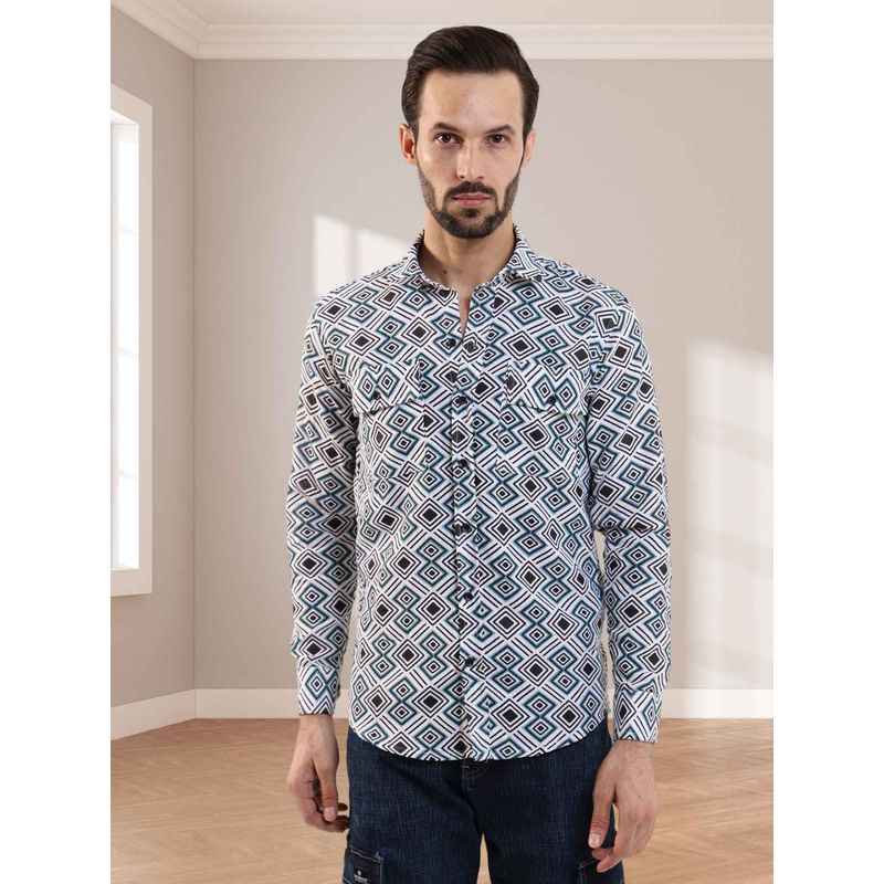 BOTABOCHI Mens Diamond Pattern Full-Sleeve Jute Shirt (M)