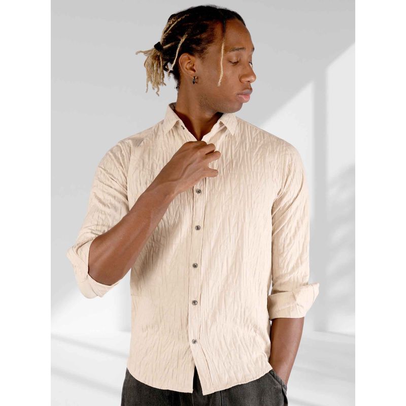 BOTABOCHI Mens Textured Long Sleeve Dress Shirt (M)
